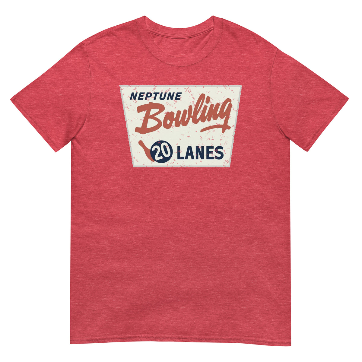 Neptune Bowling 20 Lanes Neptune NJ vintage t-shirt, Heather Red, front