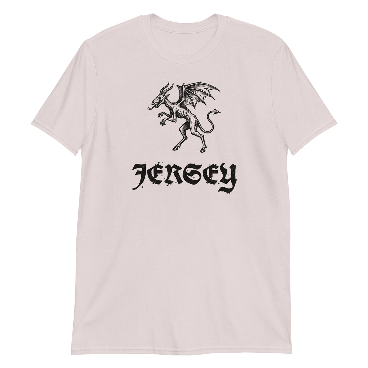 Jersey Devil woodcut NJ Pine Barrens legend t-shirt, Ice Grey, front