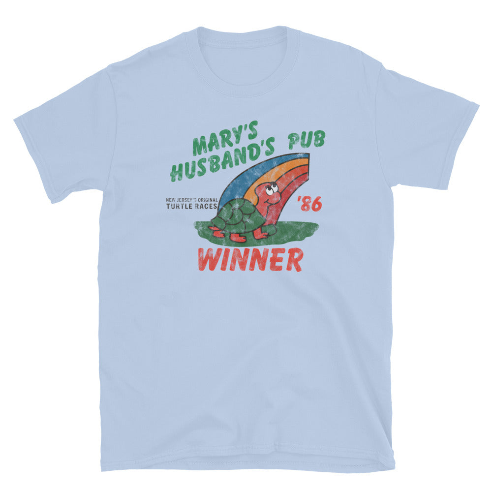 Mary's Husband's Pub / Turtle Race Winner '86 - BELMAR - Short-Sleeve Unisex T-Shirt Light Blue
