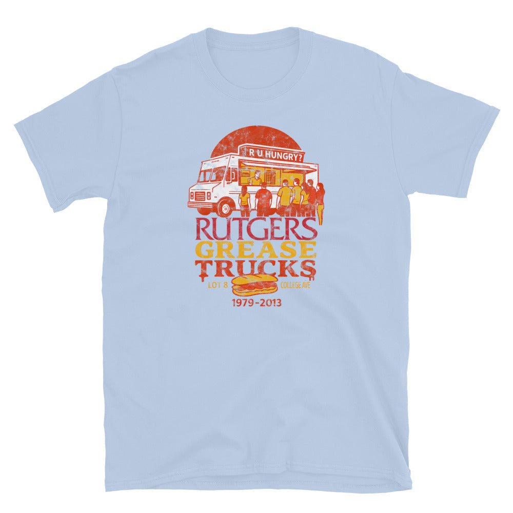 Rutgers Grease Trucks - NEW BRUNSWICK - Short-Sleeve Unisex T-Shirt Light Blue