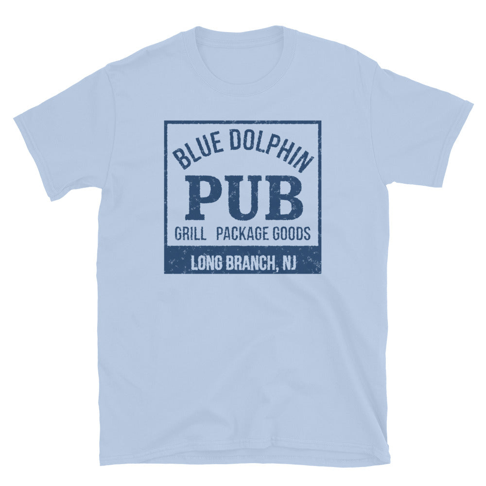 Blue Dolphin Pub Long Branch NJ vintage t-shirt, light blue, front