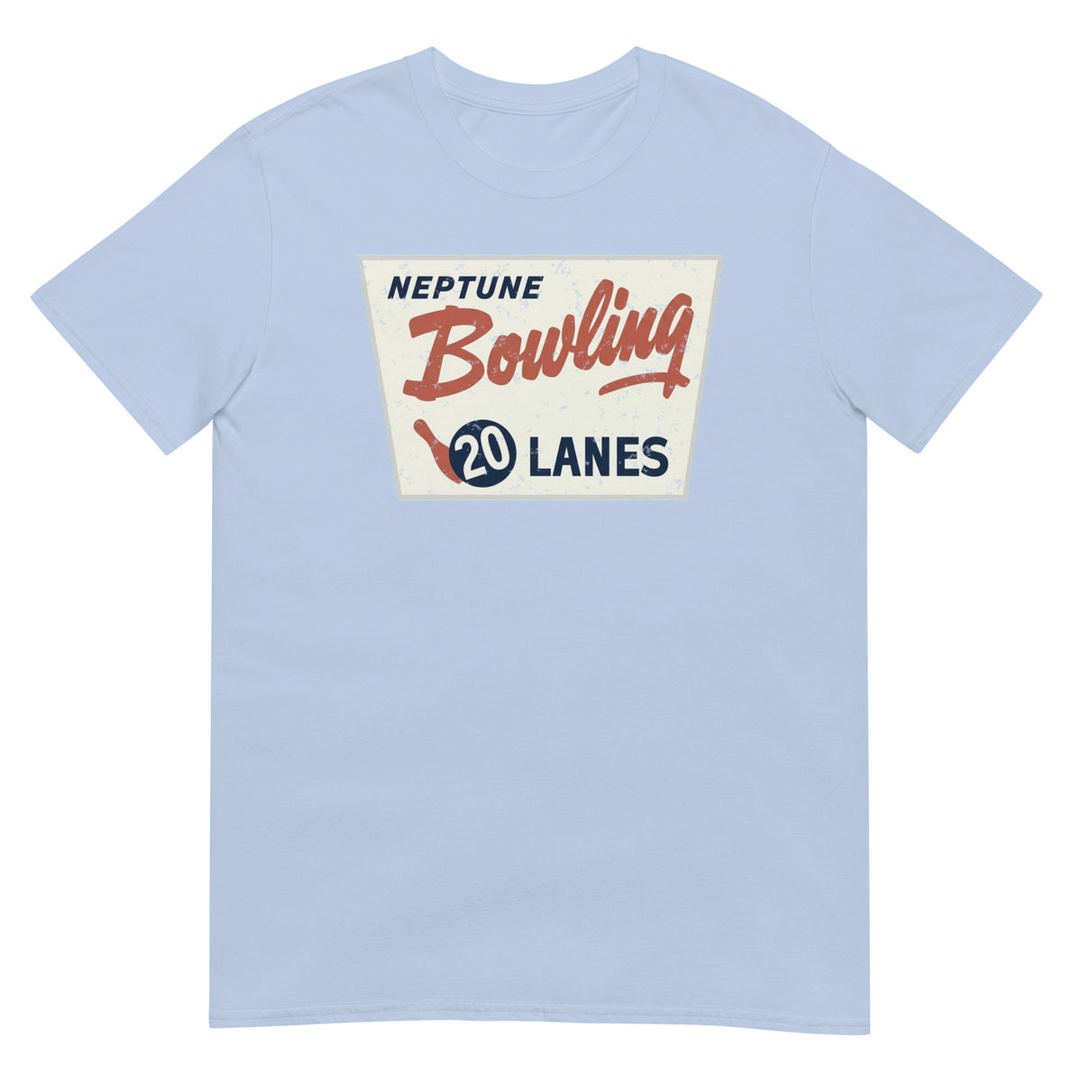 Neptune Bowling 20 Lanes Neptune NJ vintage t-shirt, Light Blue, front
