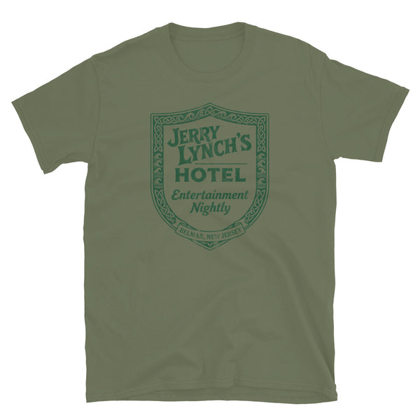 Jerry Lynch's Hotel - BELMAR - Short-Sleeve Unisex T-Shirt Military Green