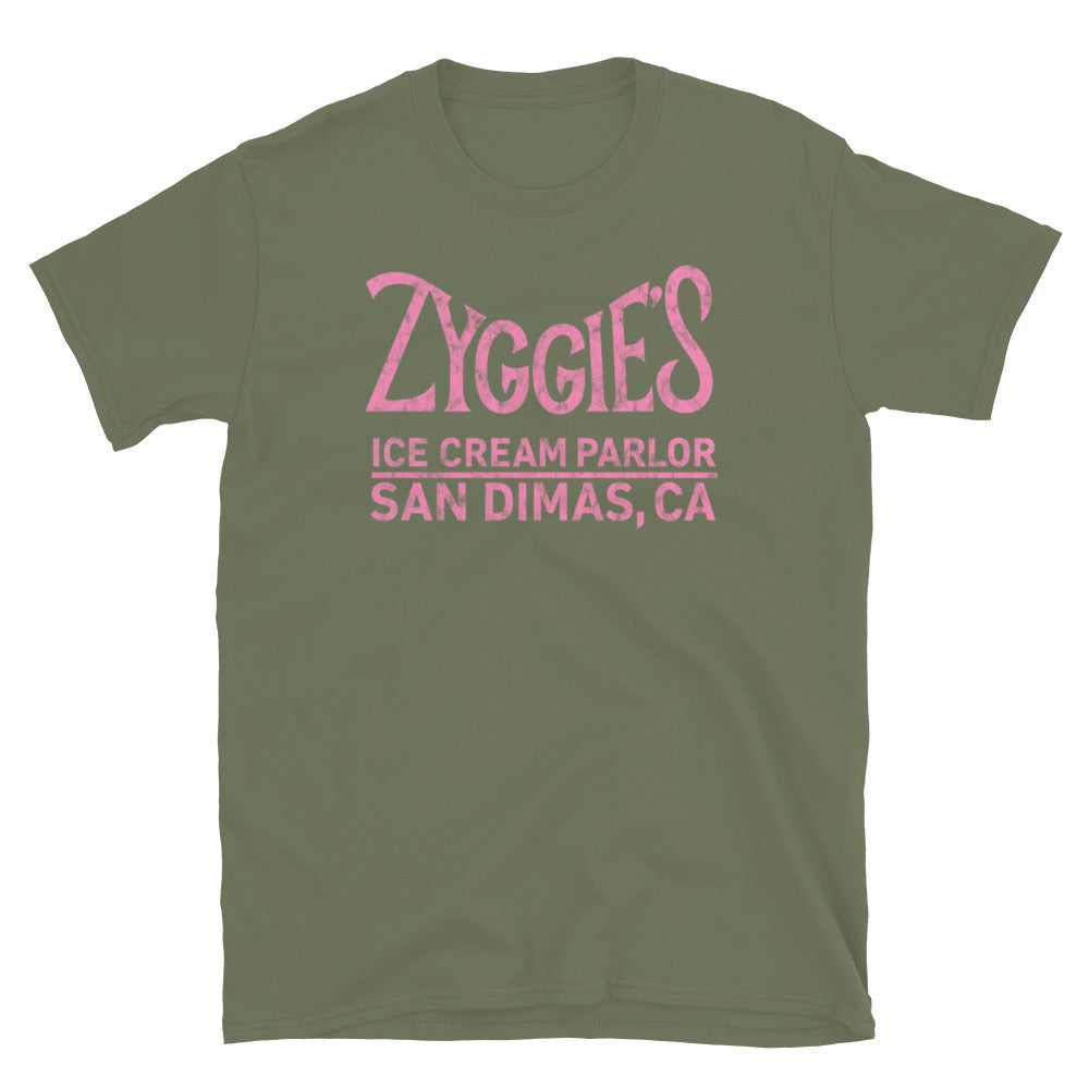 Zyggie's Ice Cream Parlor - SAN DIMAS, CA - Short-Sleeve Unisex T-Shirt Military Green