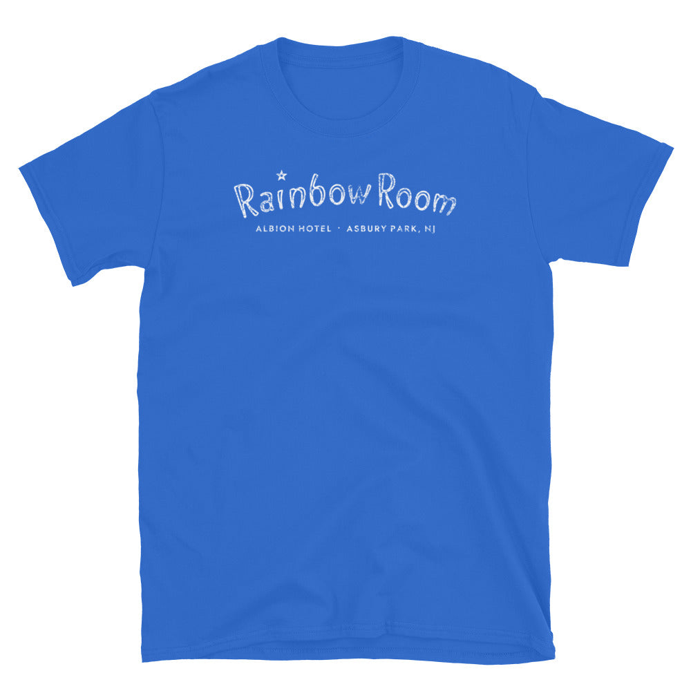 Rainbow Room Albion Hotel Asbury Park NJ neon sign vintage t-shirt, Royal, front