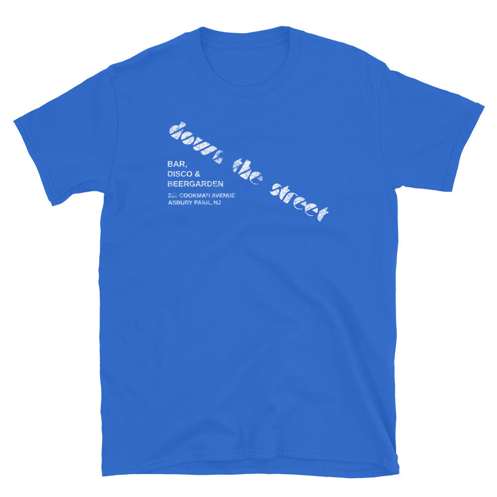 Down the Street Asbury Park NJ vintage t-shirt, Royal, front