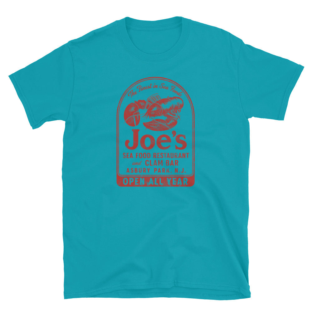 Joe's Seafood Restaurant and Clam Bar - ASBURY PARK - Short-Sleeve Unisex T-Shirt Tropical Blue