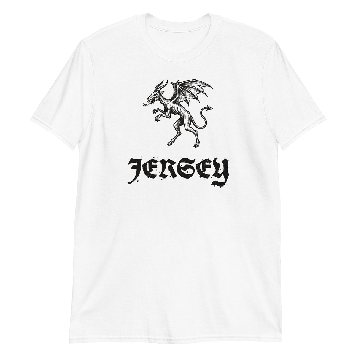 Jersey Devil woodcut NJ Pine Barrens legend t-shirt, White, front