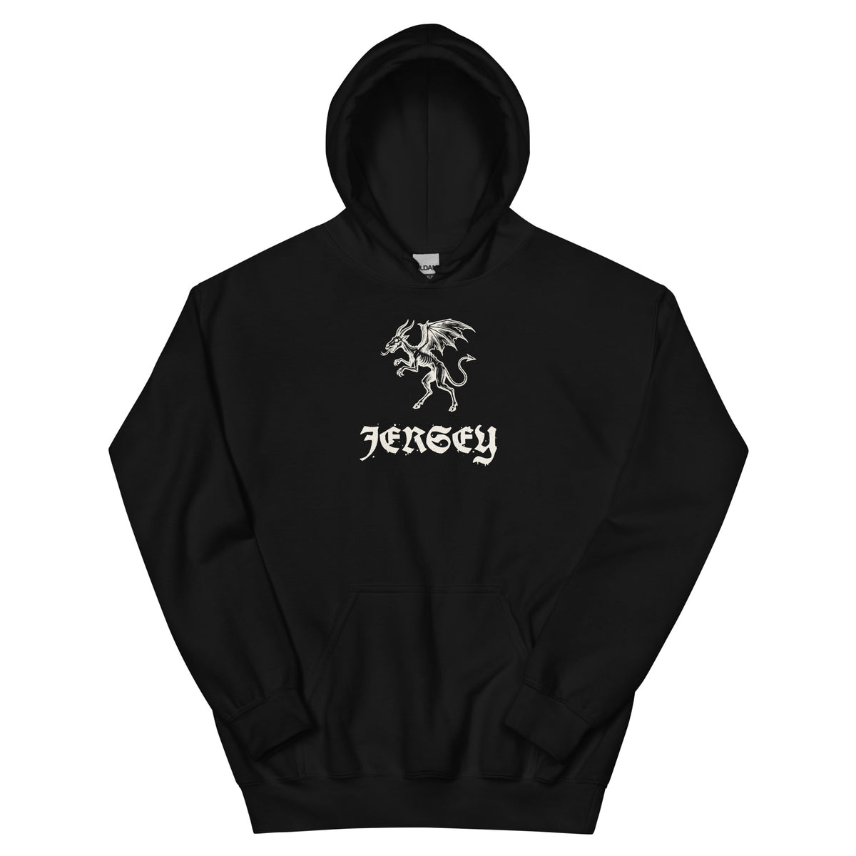 Jersey Devil Woodcut Pine Barrens vintage hoodie, Black, front