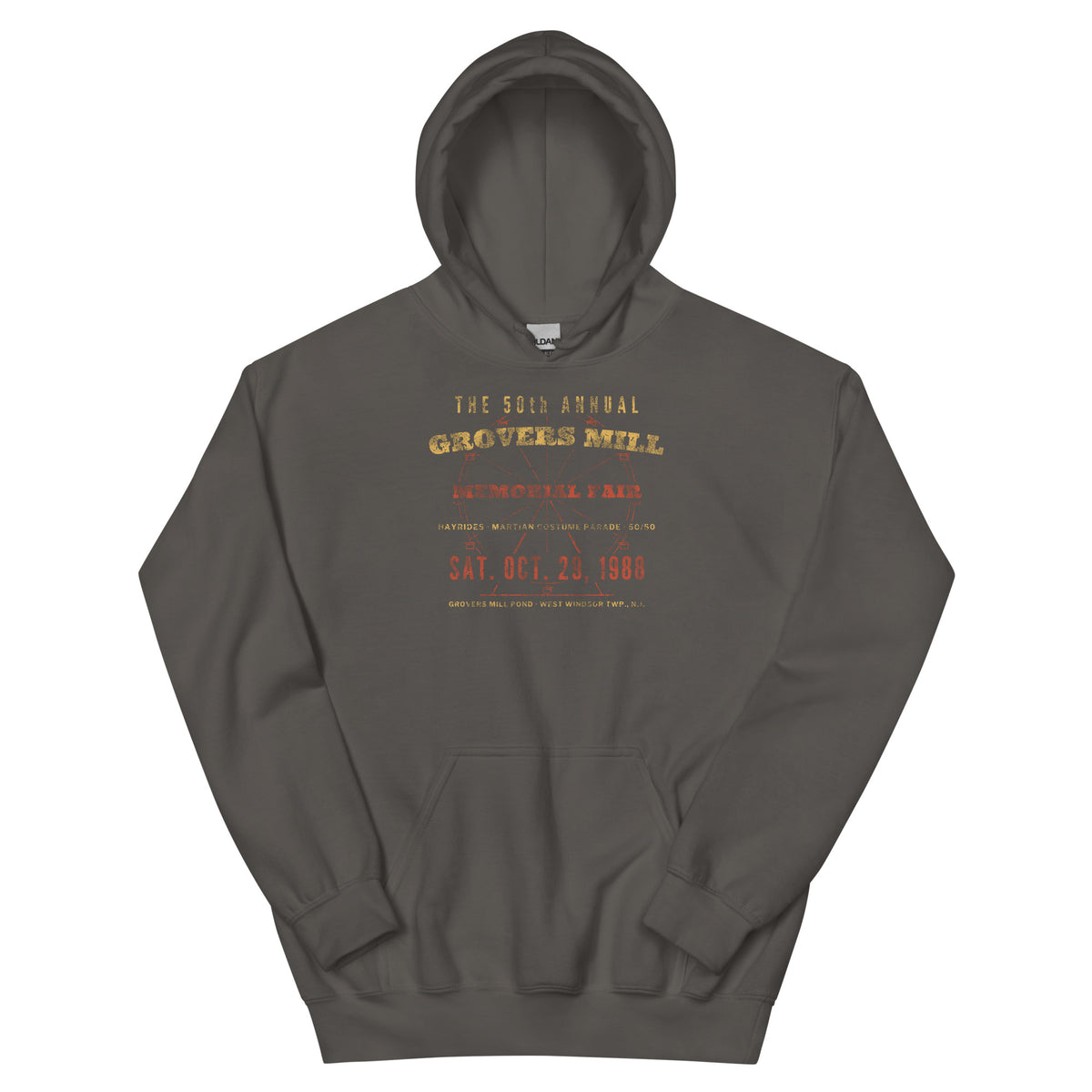 Grovers Mill Memorial Fair West Windsor NJ vintage hoodie, Charcoal, front
