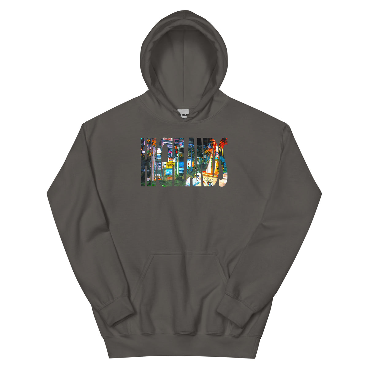 Bud's Grave Highlands NJ vintage hoodie, Charcoal, front