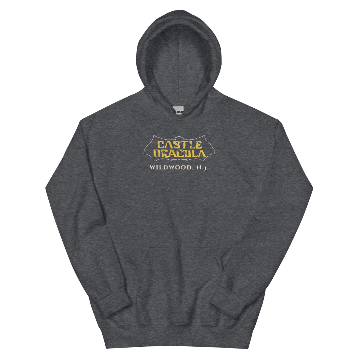 Castle Dracula Wildwood NJ vintage hoodie, Dark Heather, front