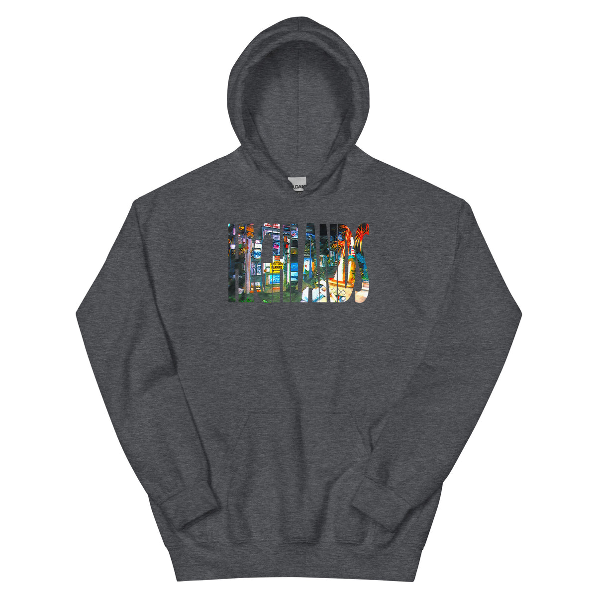 Bud's Grave Highlands NJ vintage hoodie, Dark Heather, front