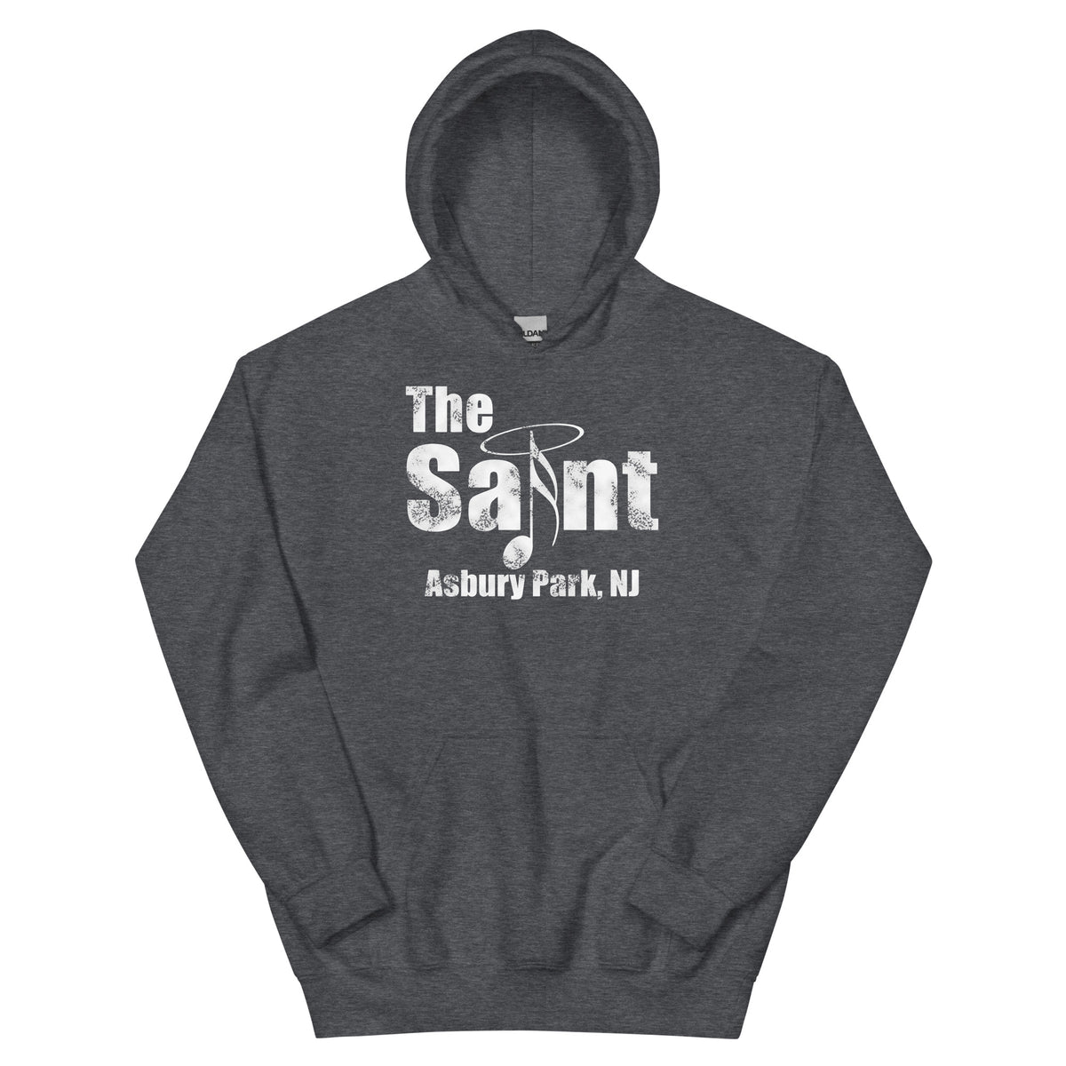 The Saint Asbury Park NJ vintage hoodie, Dark Heather, front