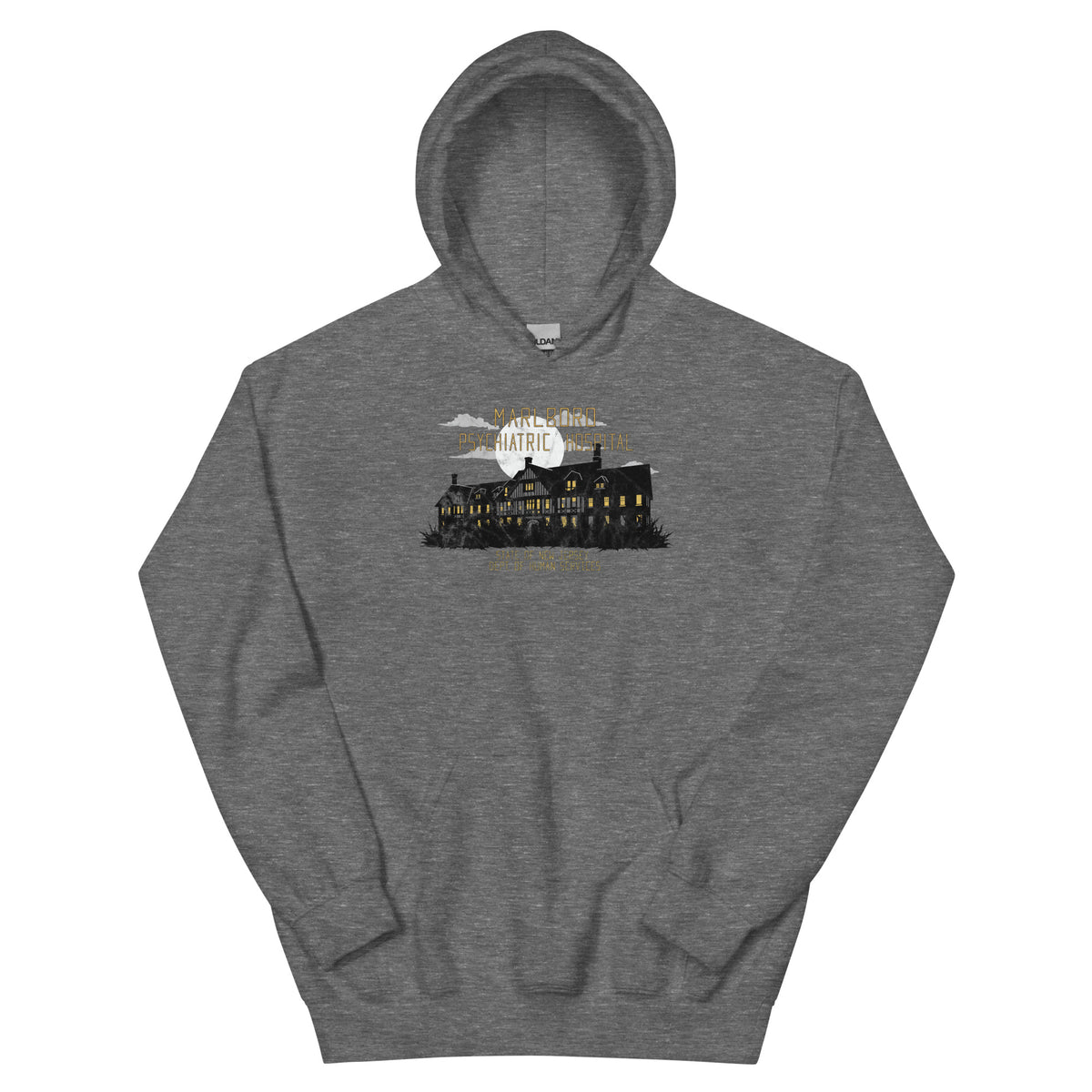 Marlboro Psychiatric Hospital Marlboro NJ vintage hoodie, Graphite Heather, front