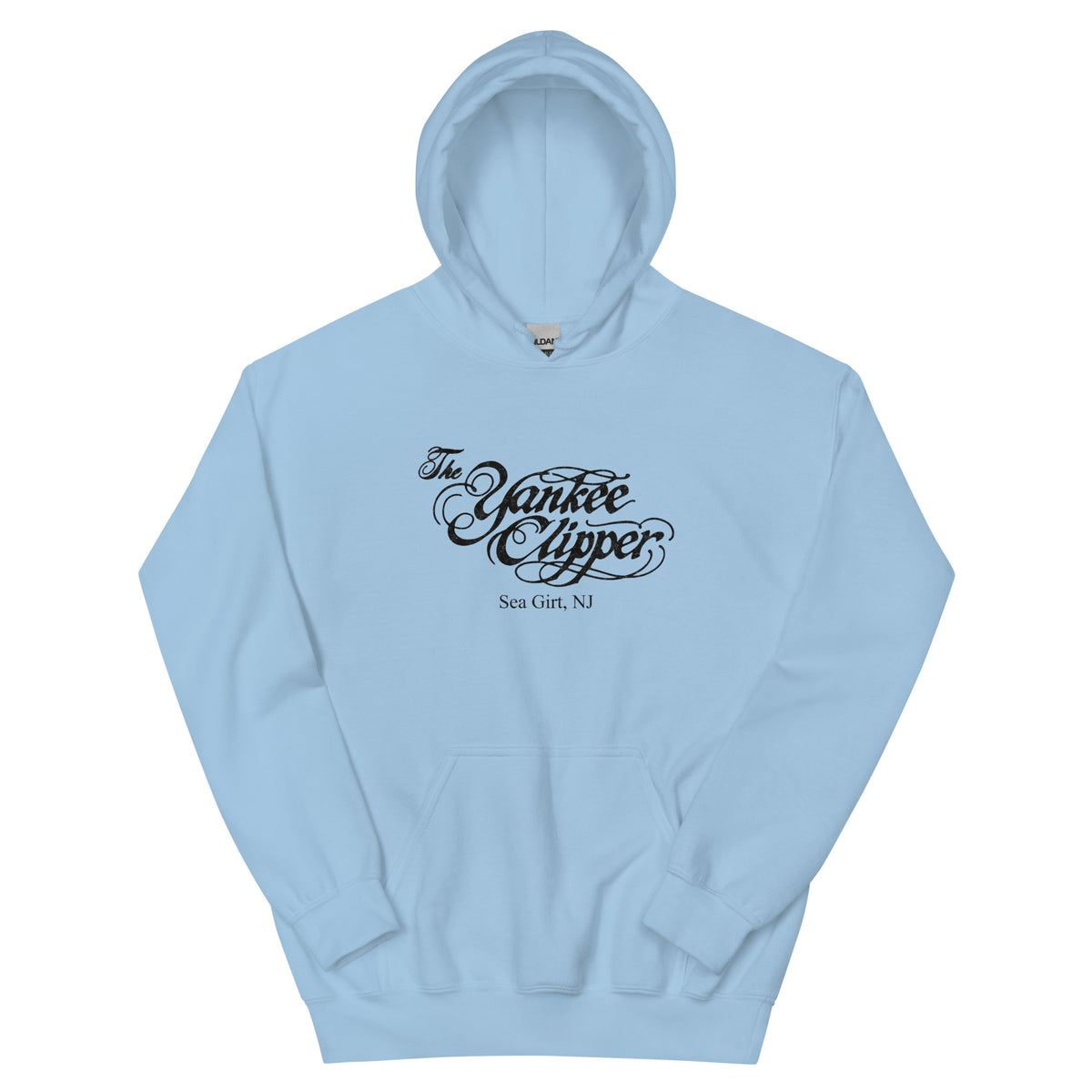 The Yankee Clipper Sea Girt NJ vintage hoodie, Light Blue, front