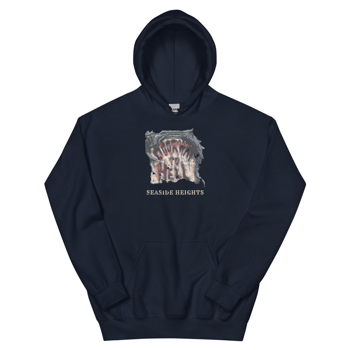 Doorway to Hell Seaside Heights NJ vintage hoodie, Navy, front