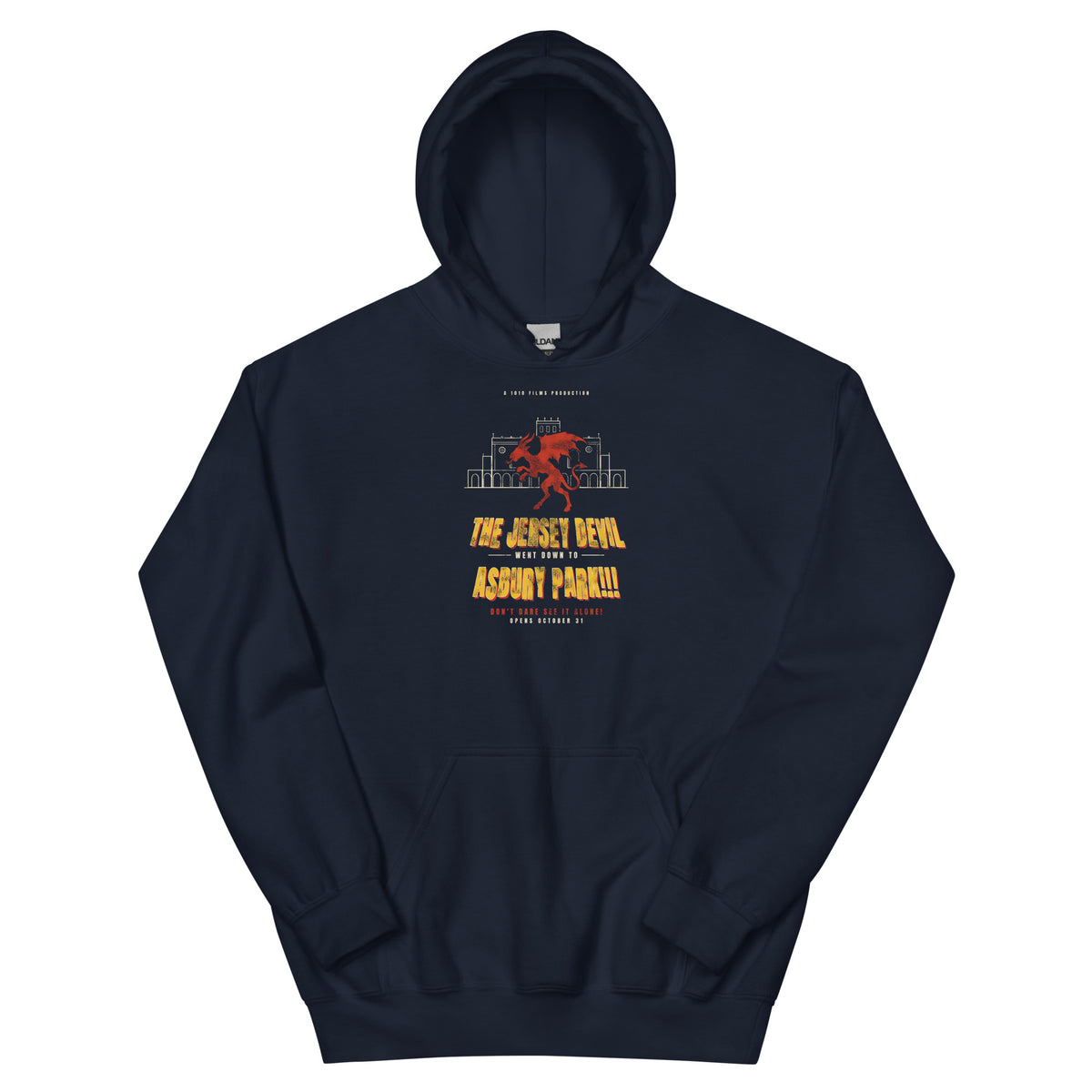 The Jersey Devil Went Down To Asbury Park Asbury Park NJ vintage hoodie, Navy, front