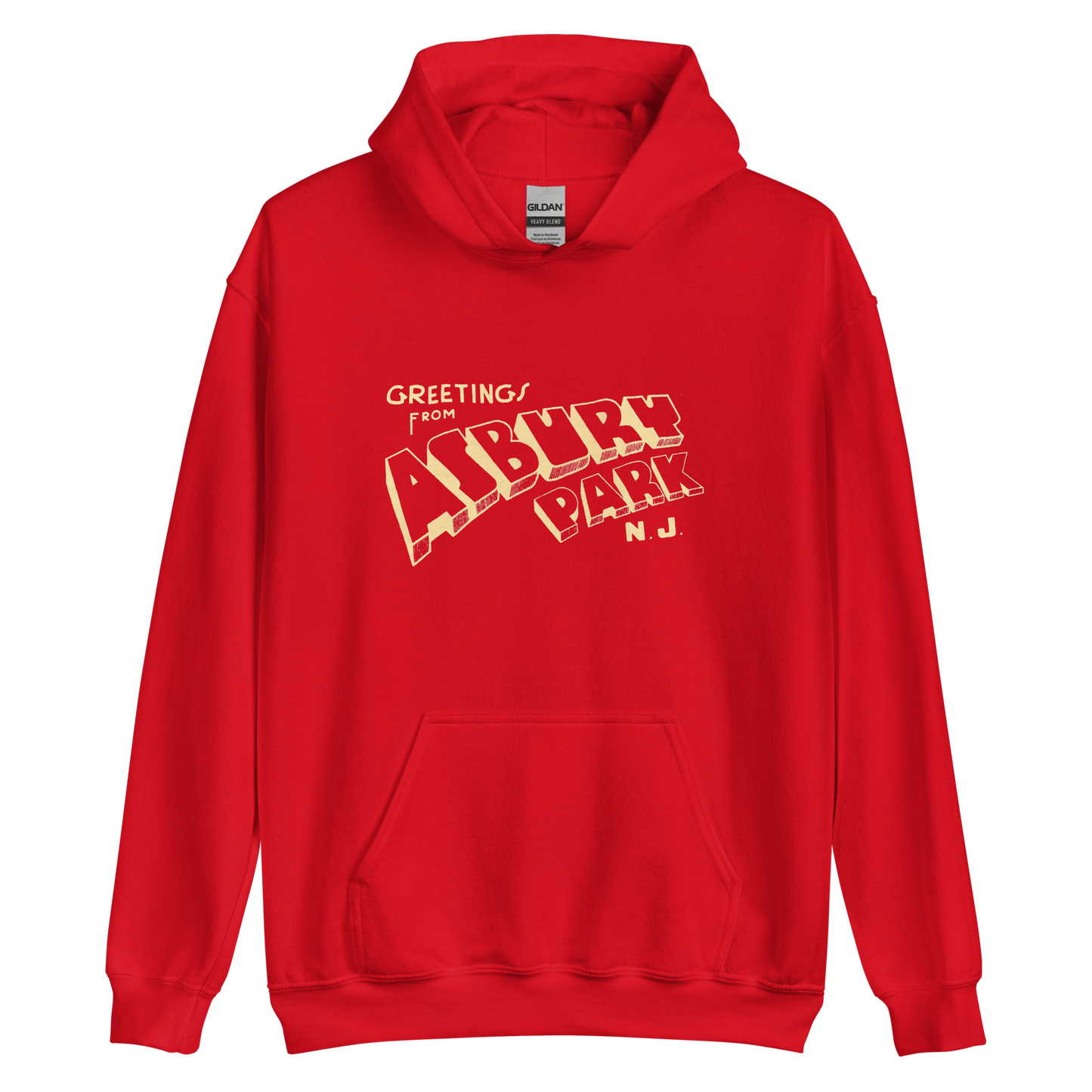 Greetings From Asbury Park - ASBURY PARK - Unisex Hoodie Red