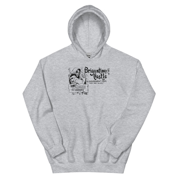 Brigantine Castle Brigantine NJ vintage hoodie, Sport Grey, front