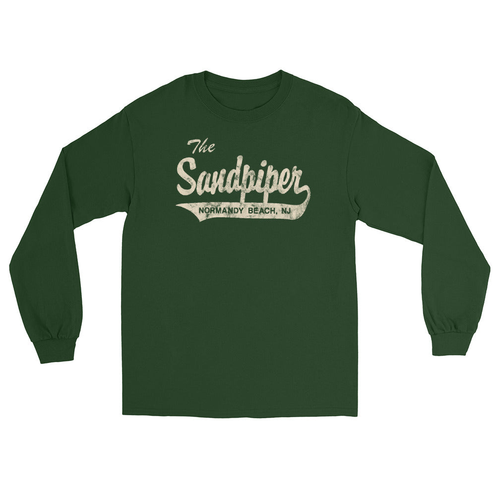 The Sandpiper Normandy Beach NJ vintage long sleeve shirt, Forest Green, front