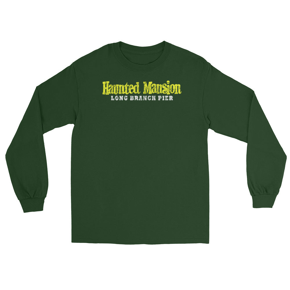 Haunted Mansion Long Branch NJ vintage long sleeve shirt, Forest Green, front