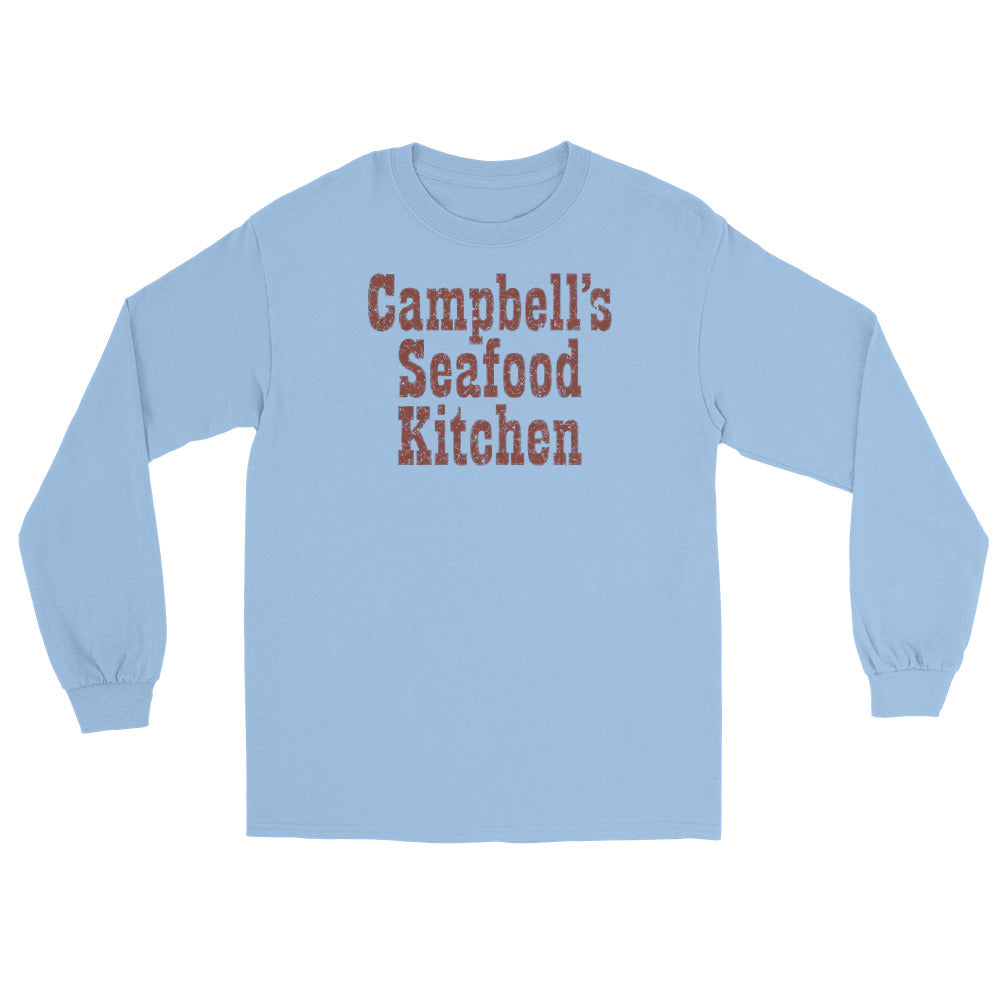 Campbell's Seafood Kitchen Ocean City NJ vintage long sleeve shirt, Light Blue, front