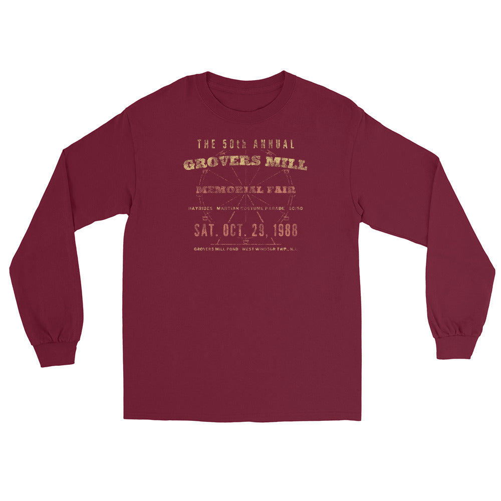 Grovers Mill Memorial Fair West Windsor NJ vintage long sleeve shirt, Maroon, front