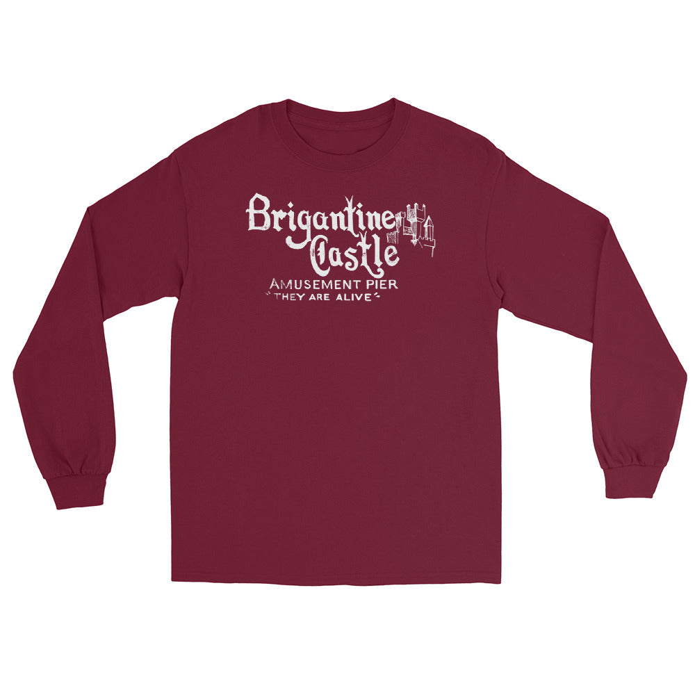 Brigantine Castle Brigantine NJ vintage long sleeve shirt, Maroon, front