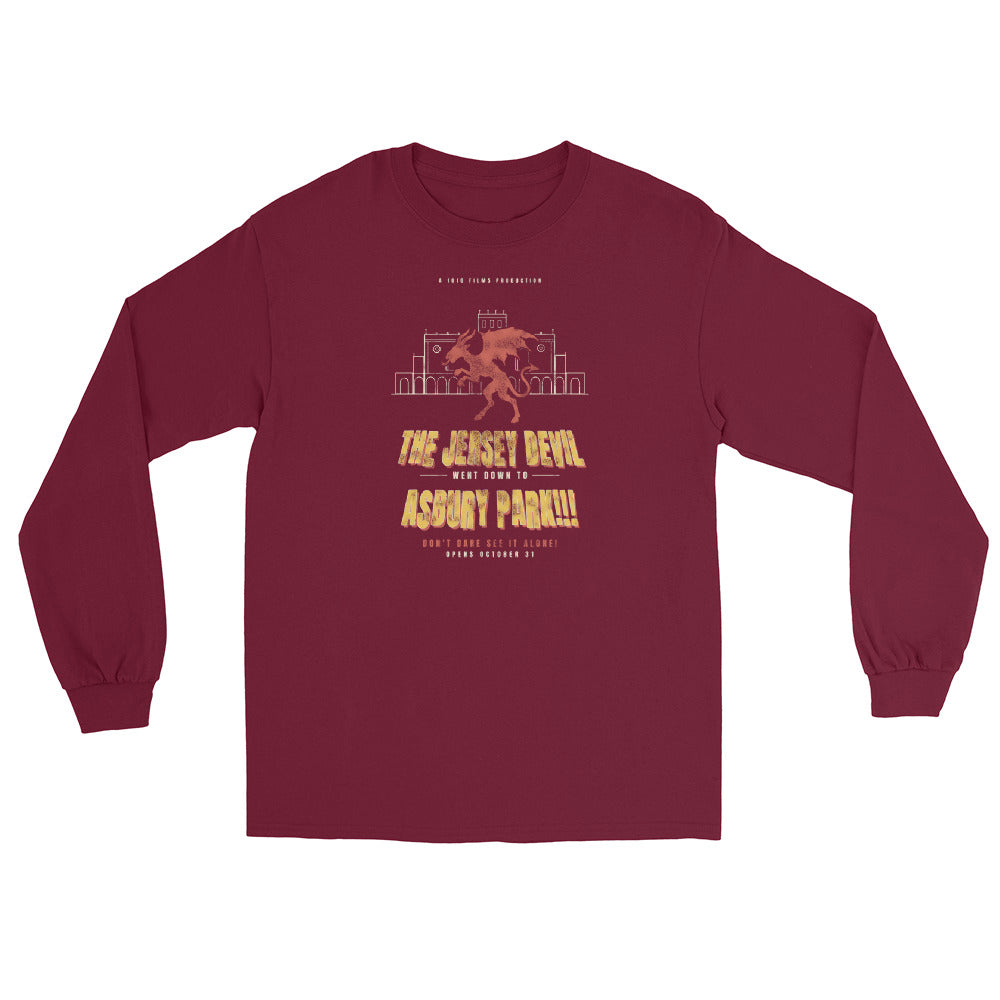 The Jersey Devil Went Down To Asbury Park Asbury Park NJ vintage long sleeve shirt, Maroon, front