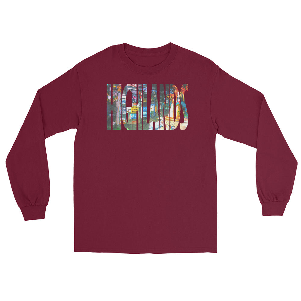 Bud's Grave Highlands NJ vintage long sleeve shirt, Maroon, front