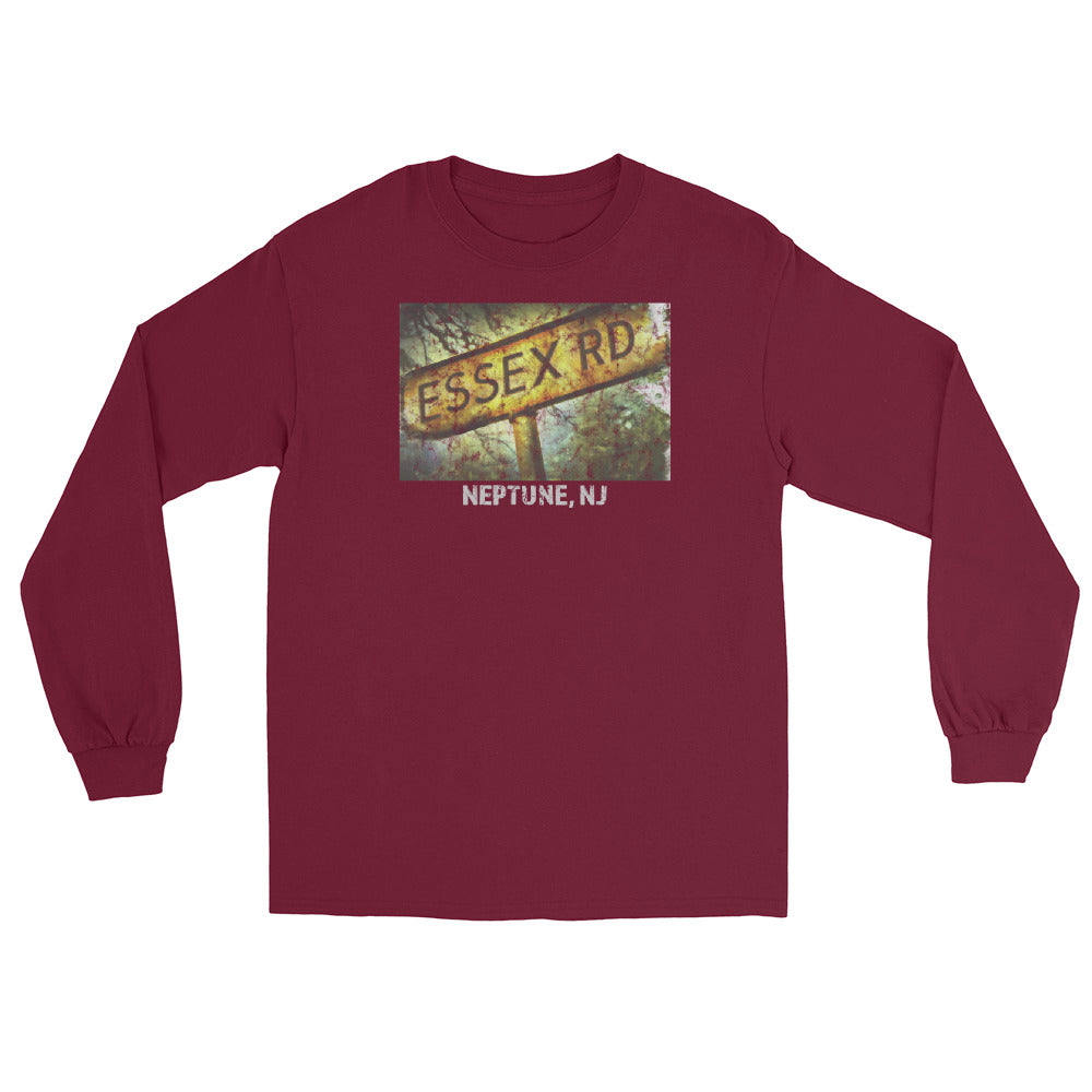 Essex Rd. Neptune NJ vintage long sleeve shirt, Maroon, front