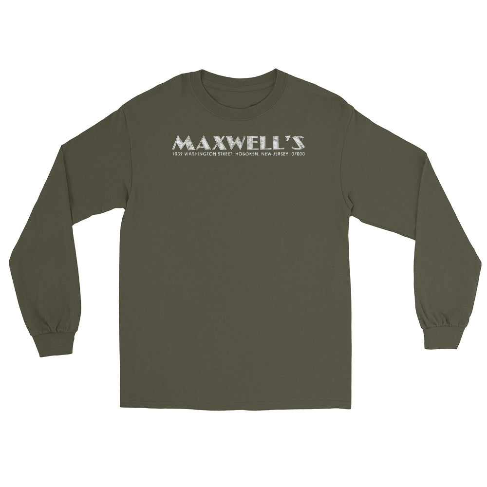 Maxwell's Hoboken NJ vintage long sleeve shirt, Military Green, front