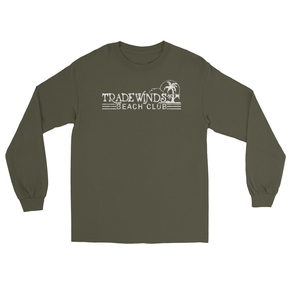 Tradewinds Beach Club Sea Bright NJ vintage long sleeve shirt, Military Green, front