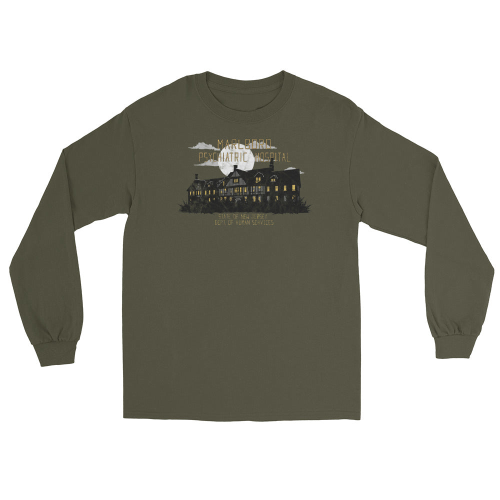Marlboro Psychiatric Hospital Marlboro NJ vintage long sleeve shirt, Military Green, front