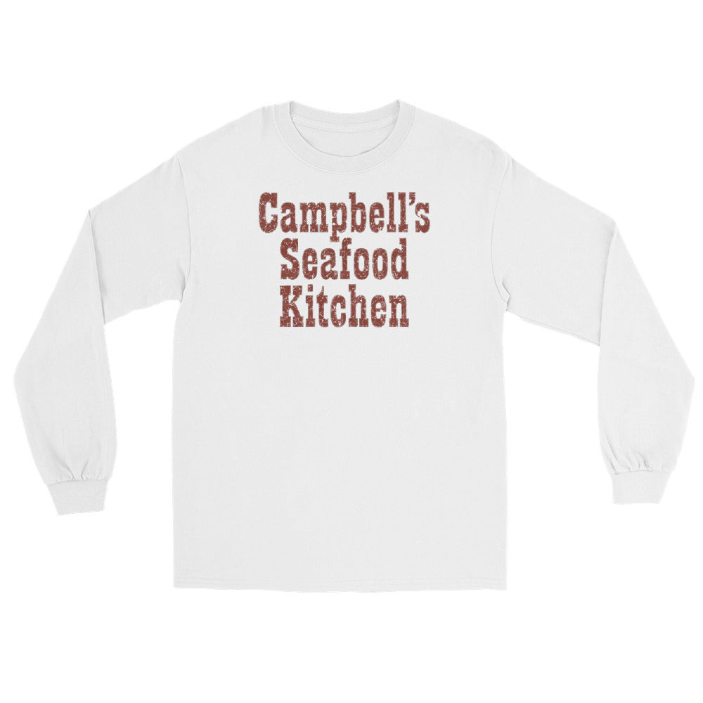 Campbell's Seafood Kitchen Ocean City NJ vintage long sleeve shirt, White, front