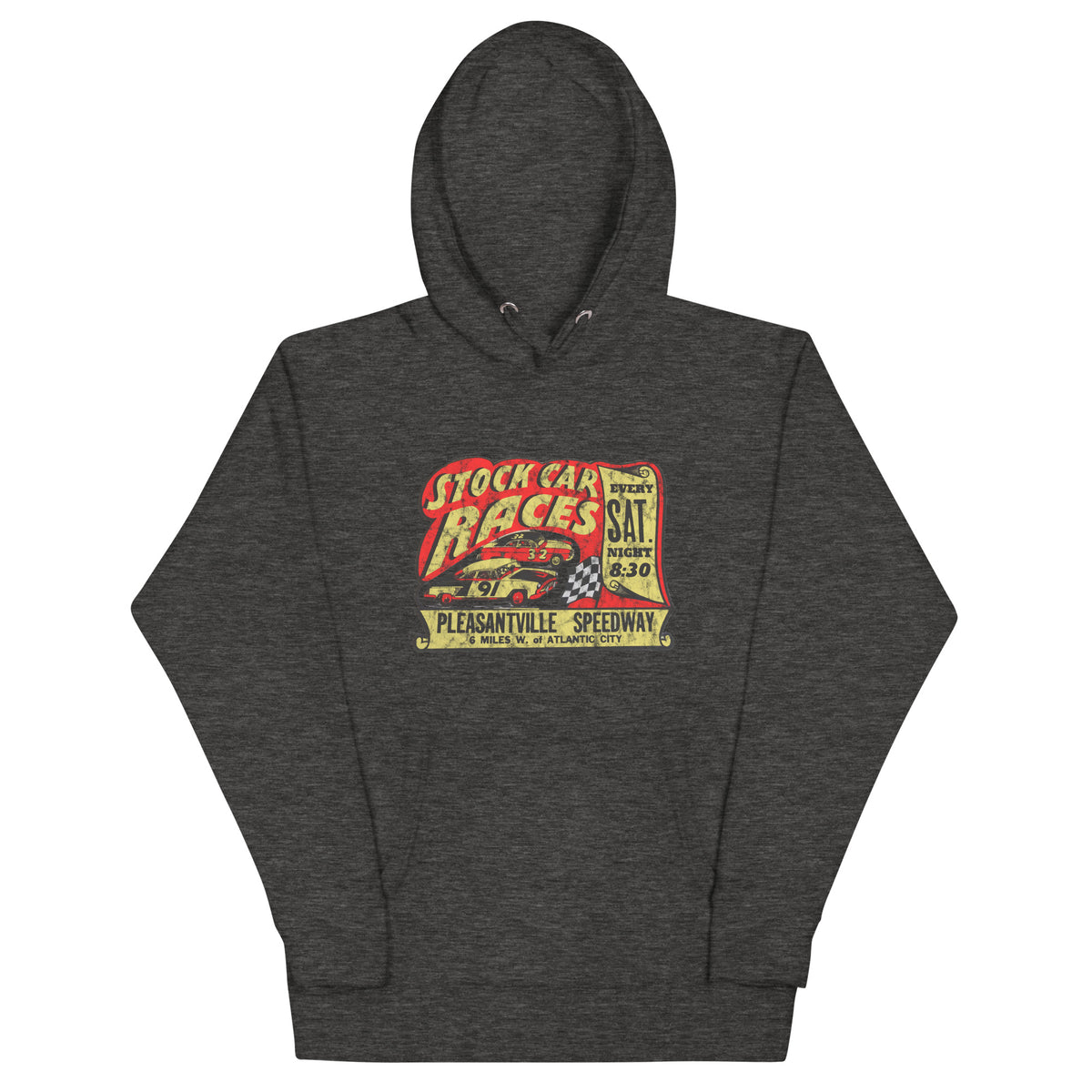 Pleasantville Speedway - PLEASANTVILLE - Unisex Hoodie Charcoal Heather