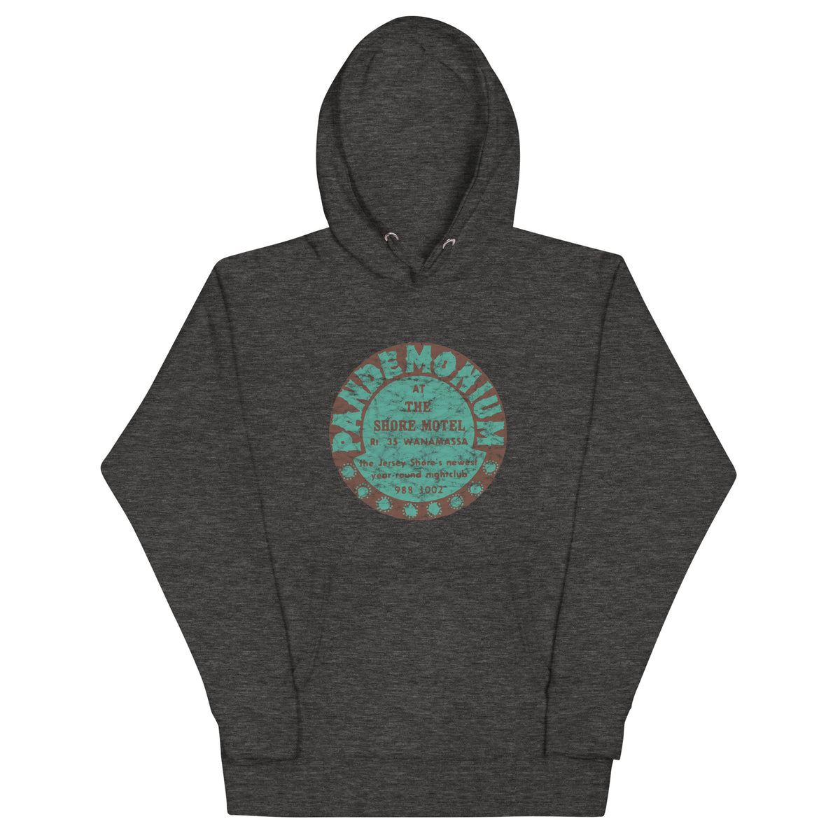 Pandemonium (at the Shore Motel) - WANAMASSA - Unisex Hoodie Charcoal Heather