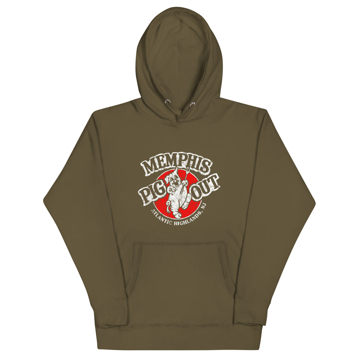 Memphis Pig Out - ATLANTIC HIGHLANDS - Unisex Hoodie Military Green