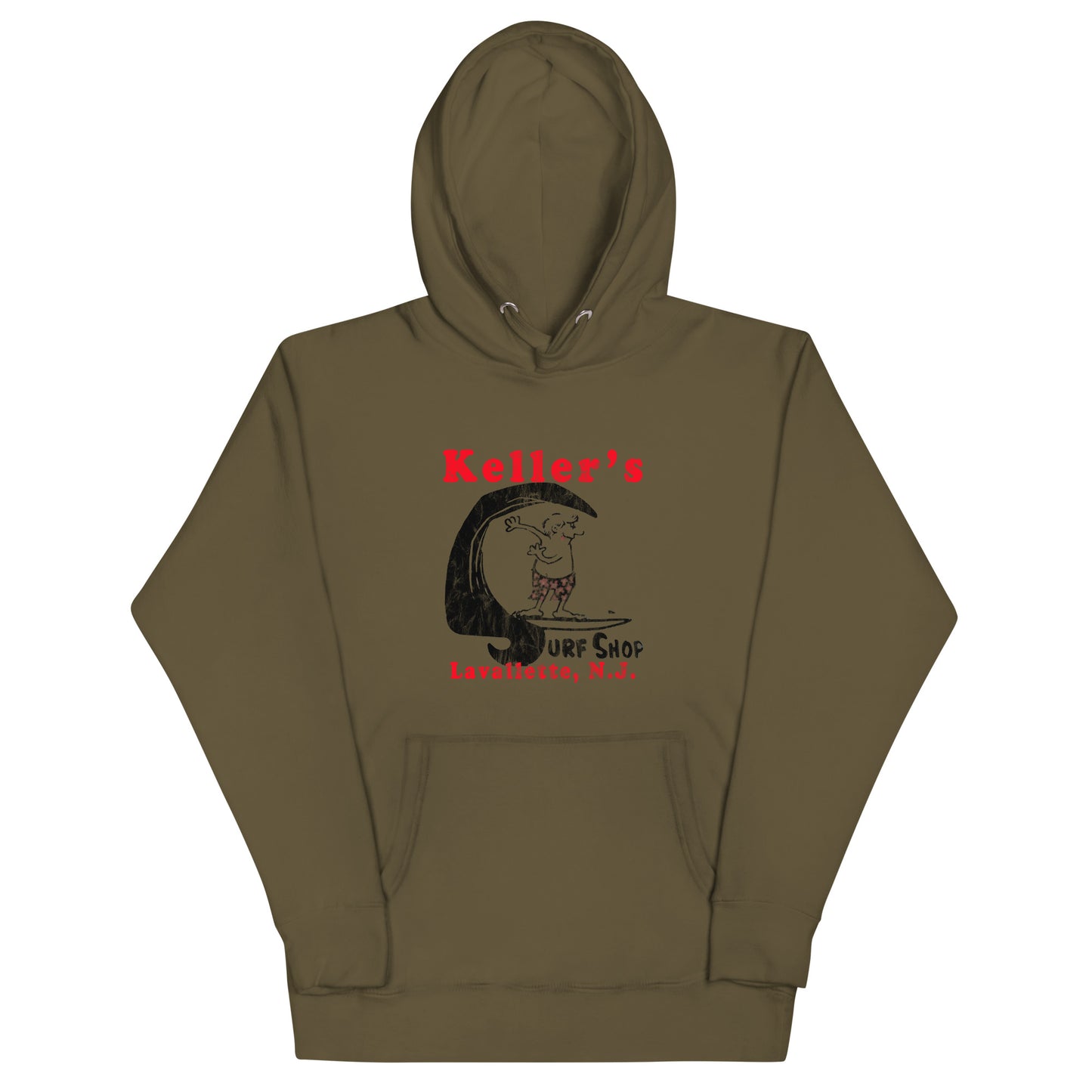 Keller's Surf Shop - LAVALLETTE - Unisex Hoodie Military Green