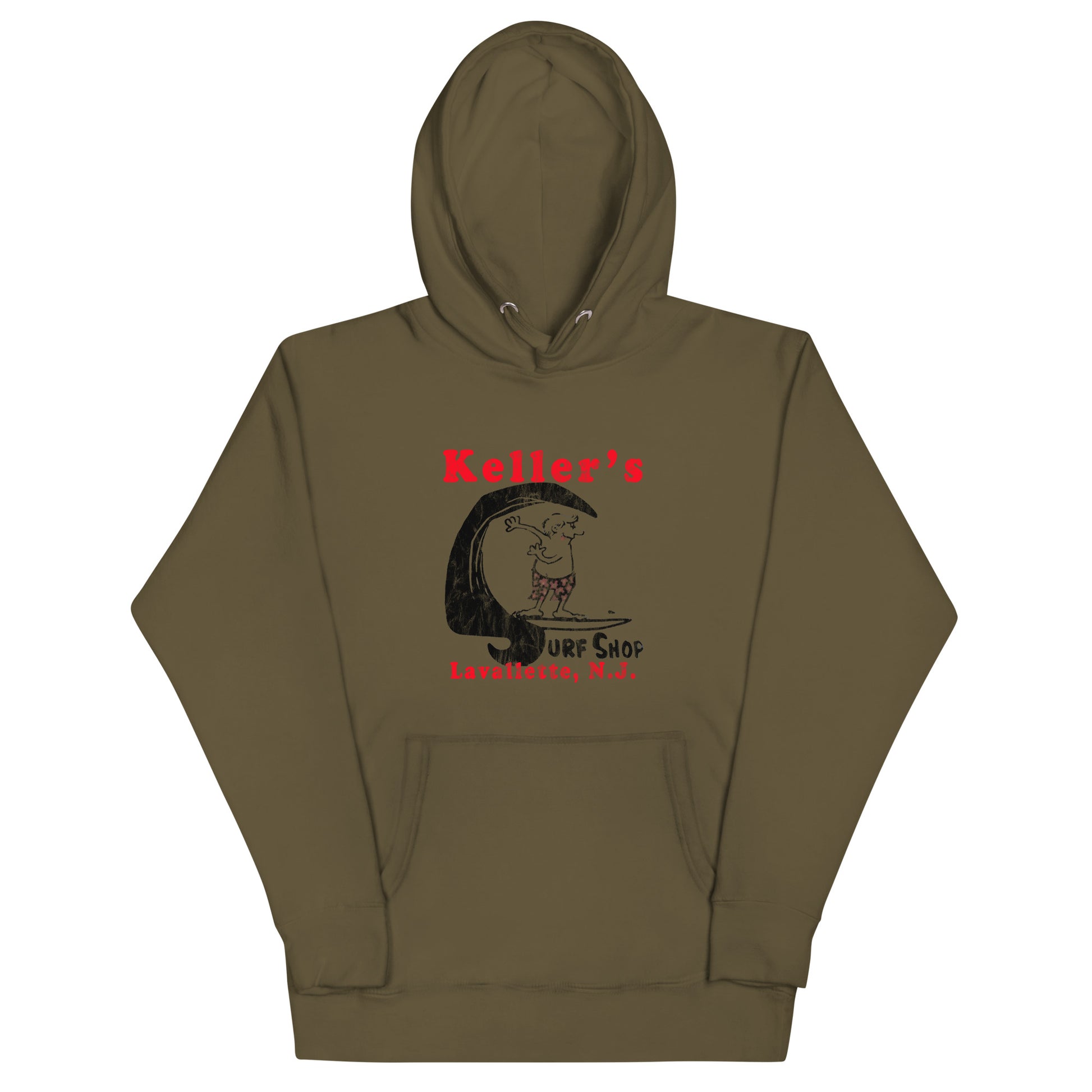 Keller's Surf Shop - LAVALLETTE - Unisex Hoodie Military Green