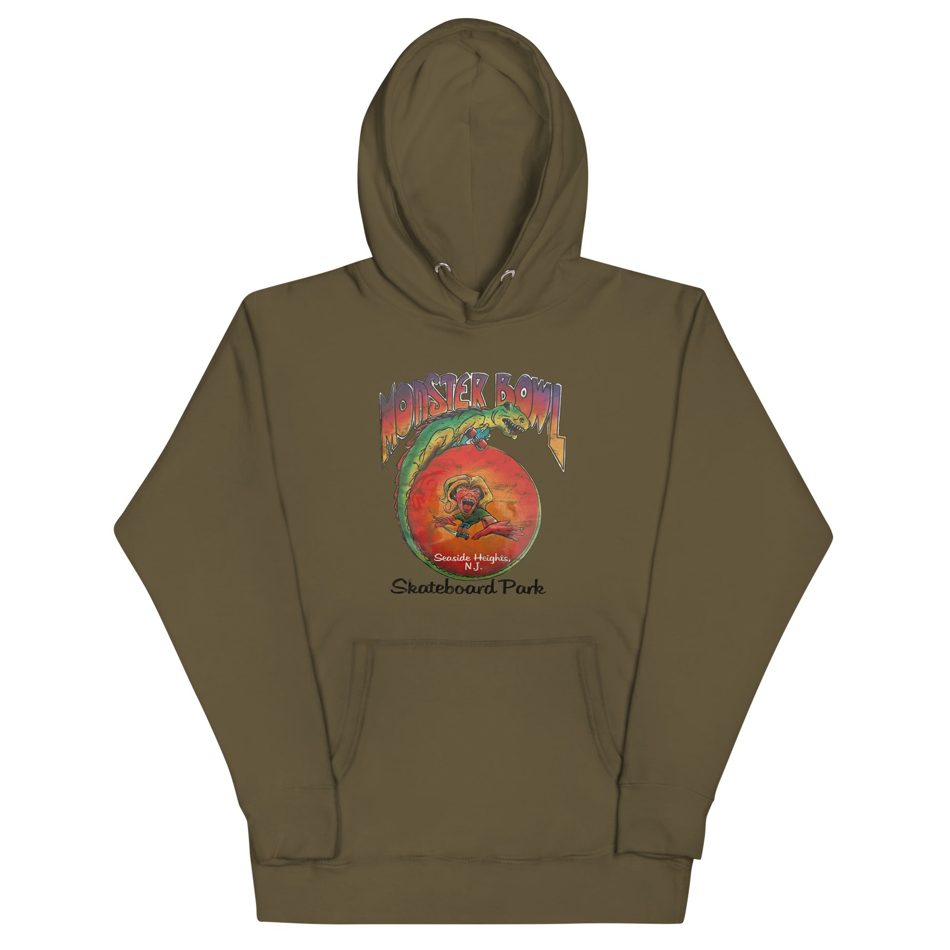 Monster Bowl Skateboard Park - SEASIDE HEIGHTS - Unisex Hoodie Military Green