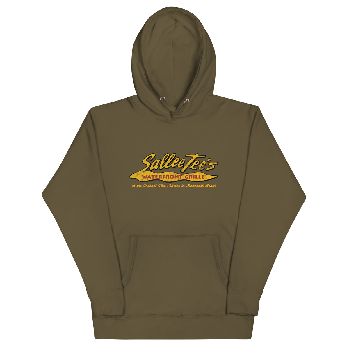 Sallee Tee's Waterfront Grill - MONMOUTH BEACH - Unisex Hoodie Military Green