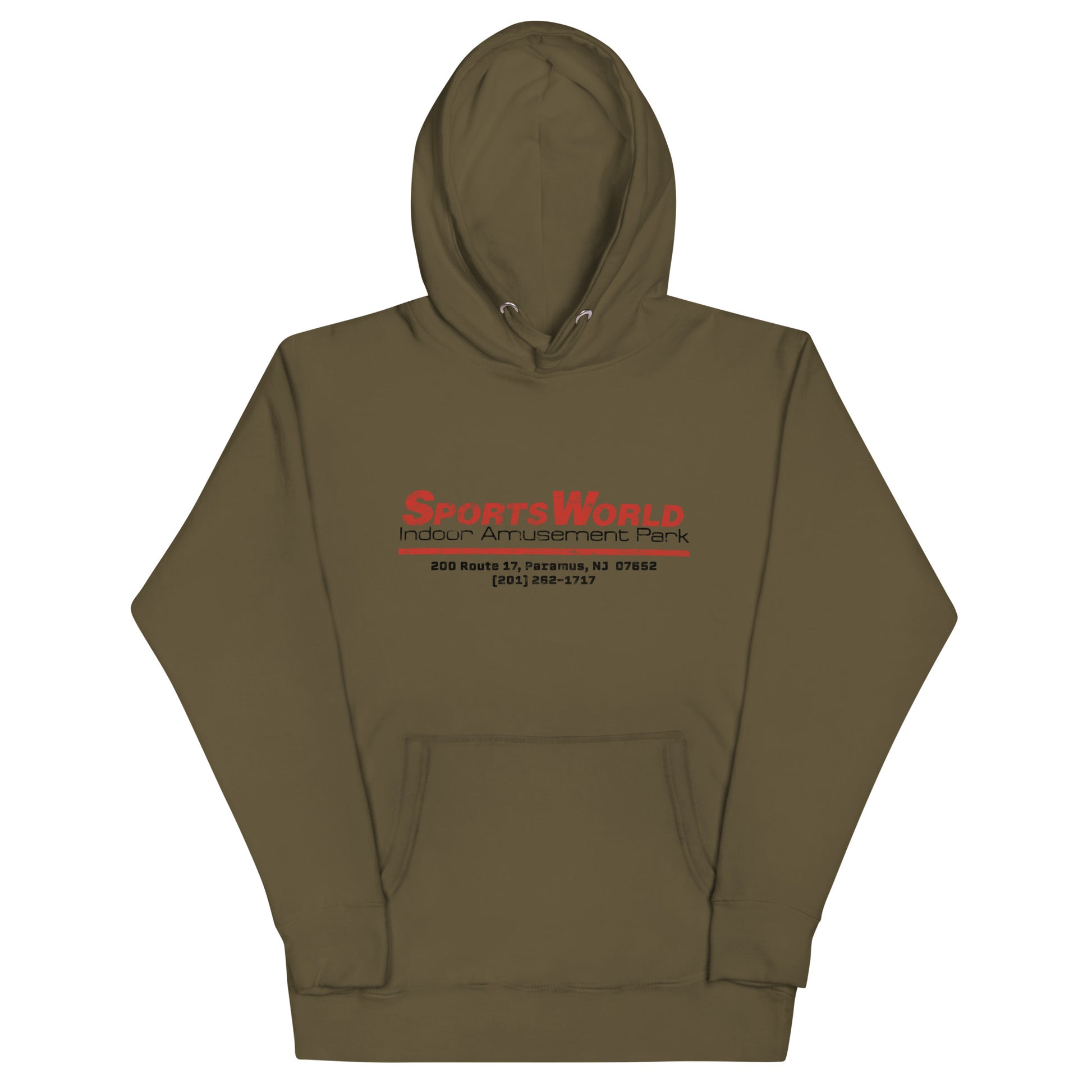SportsWorld Indoor Amusement Park - PARAMUS - Unisex Hoodie Military Green