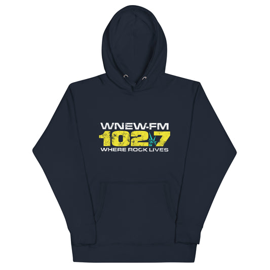WNEW FM 102.7 Where Rock Lives - NEW JERSEY / NEW YORK / CONNECTICUT - Unisex Hoodie Navy Blazer