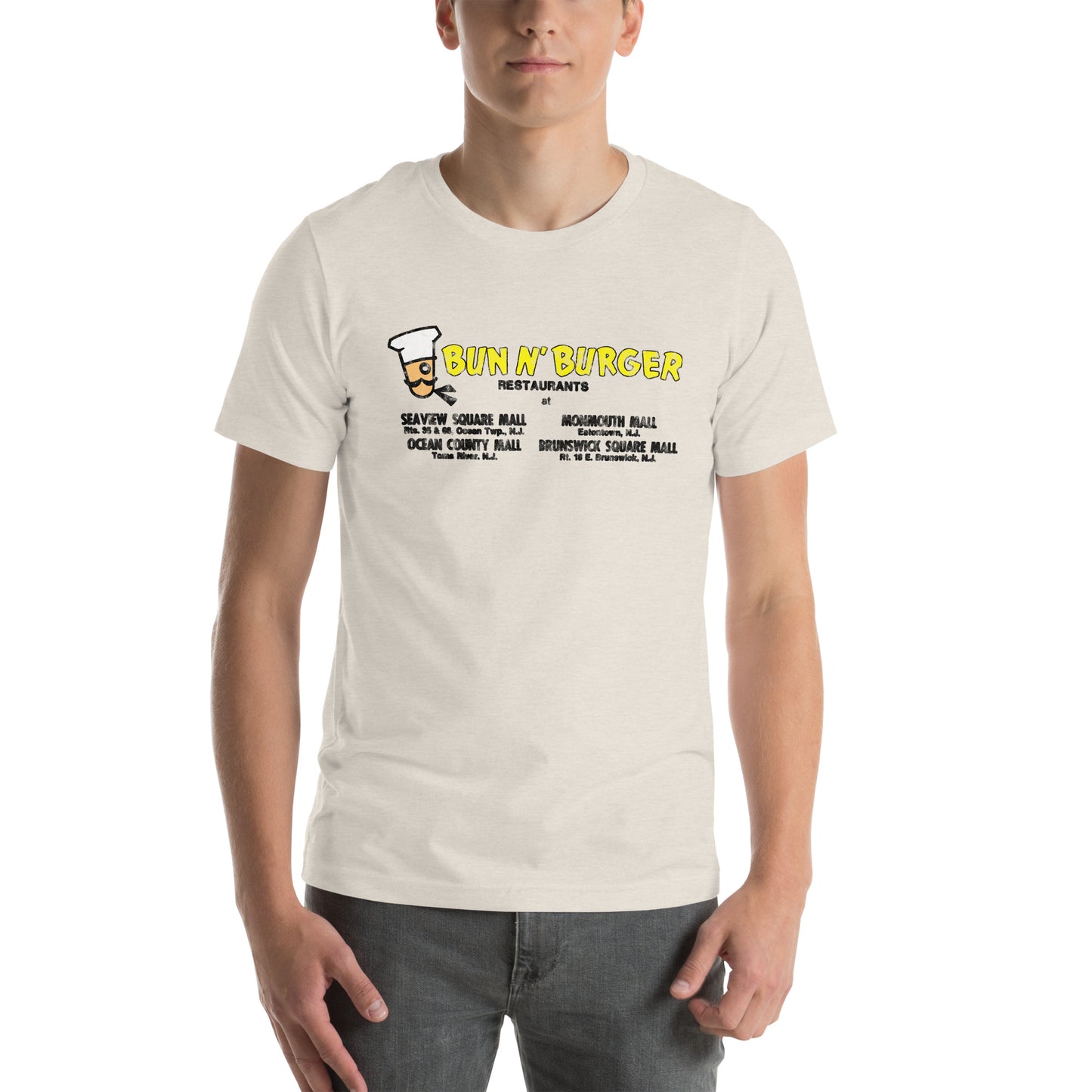 Bun N' Burger - EATONTOWN / OCEAN / TOMS RIVER - Unisex t-shirt Heather Dust