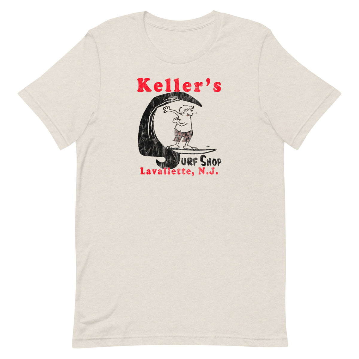 Keller's Surf Shop - LAVALLETTE - Unisex t-shirt Heather Dust