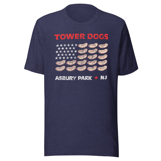 Tower Dogs - ASBURY PARK - Unisex t-shirt Heather Midnight Navy