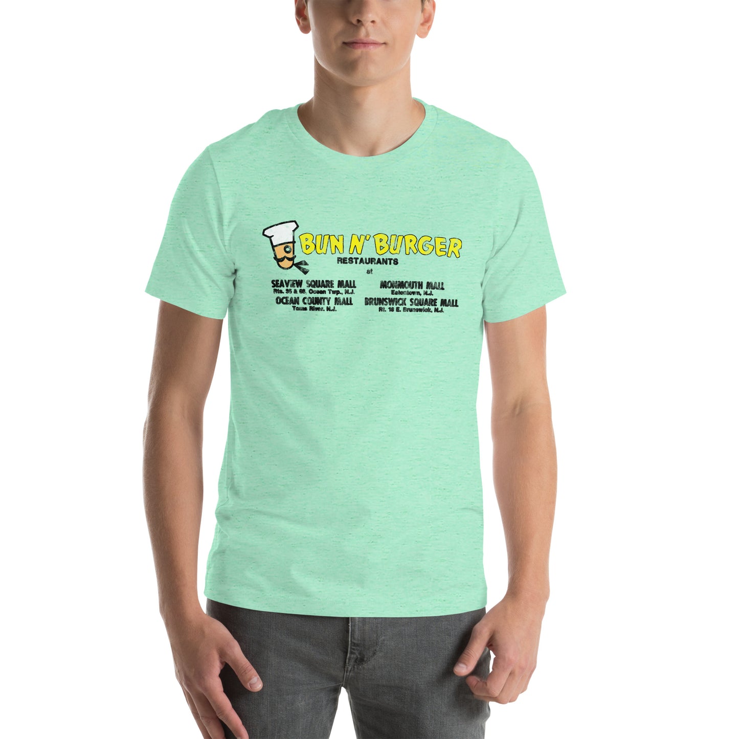 Bun N' Burger - EATONTOWN / OCEAN / TOMS RIVER - Unisex t-shirt Heather Mint