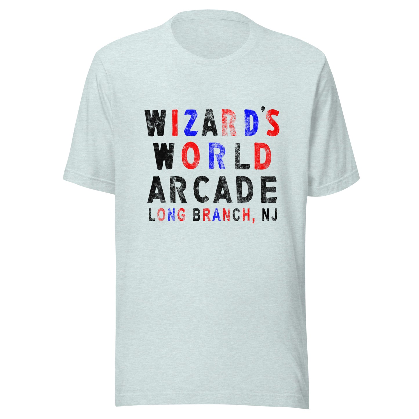 Wizard's World Arcade - LONG BRANCH - Unisex t-shirt Heather Prism Ice Blue